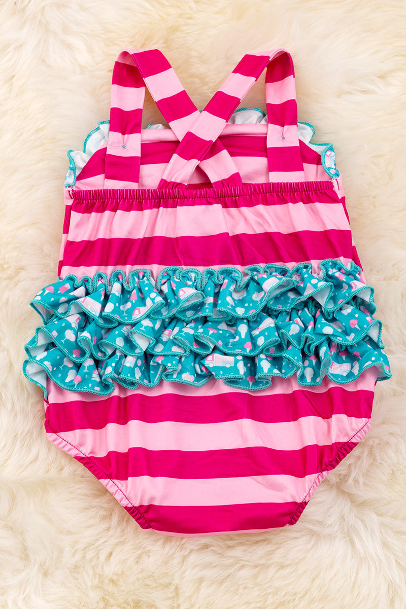 Ice-cream truck applique baby onesie.