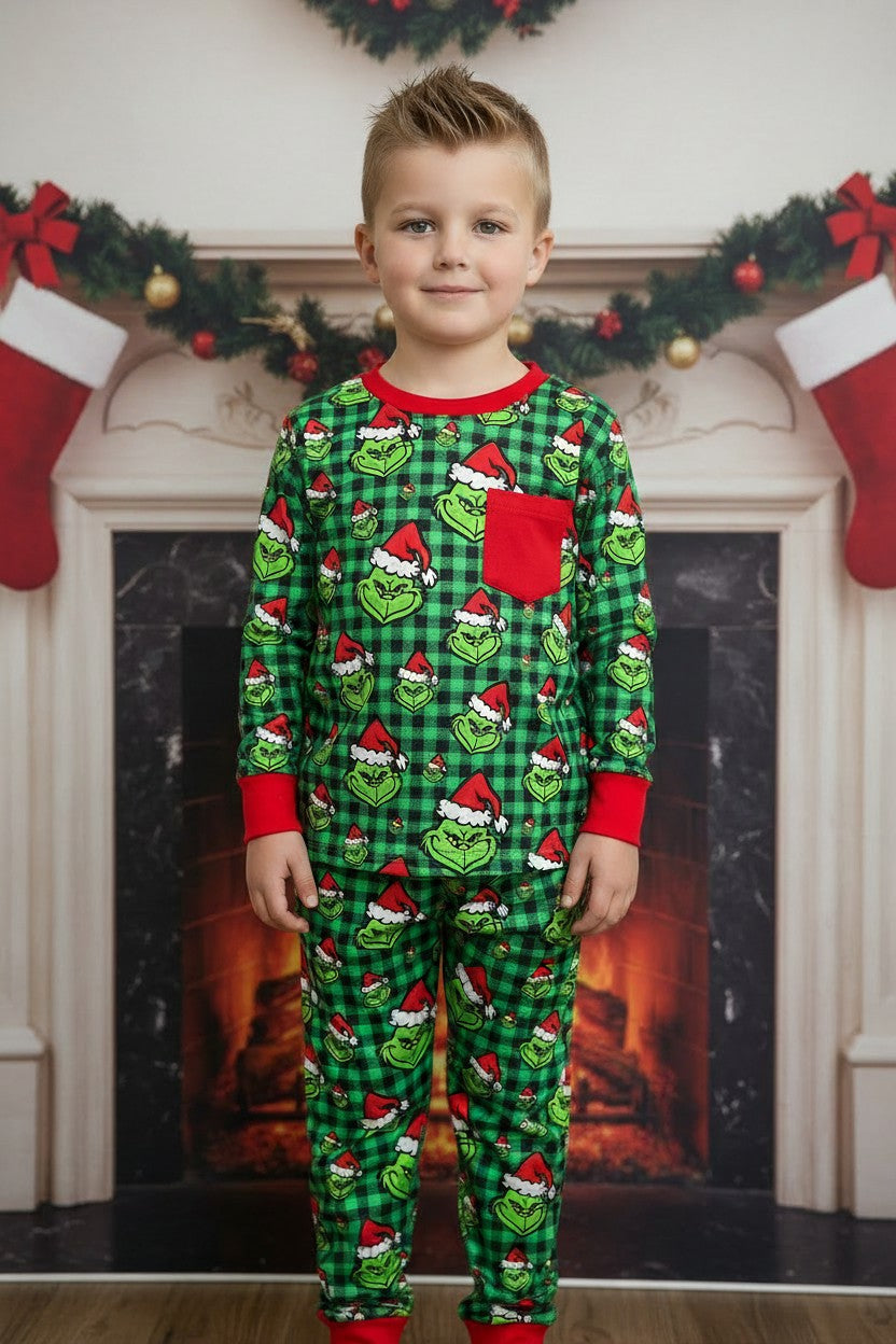 Unisex Christmas character printed pajamas set. BLP0423-3-S