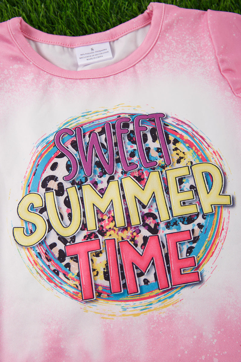 "Sweet Summer Time" bleached pink tee shirt