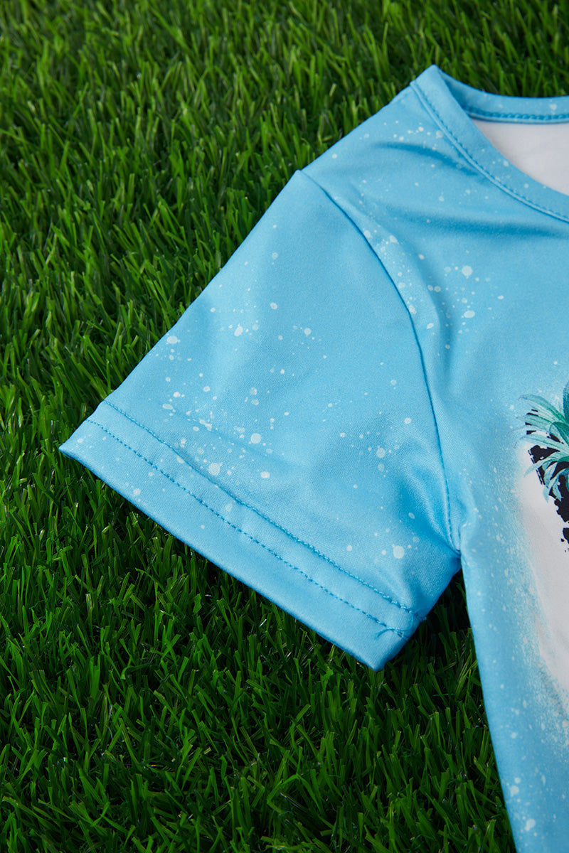 "Beach Bum" pale blue bleached tee shirt