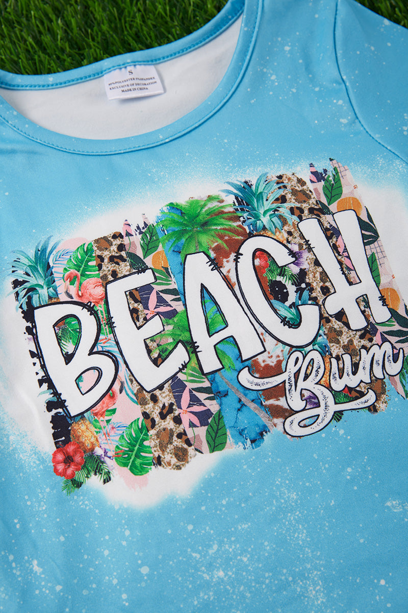 "Beach Bum" pale blue bleached tee shirt