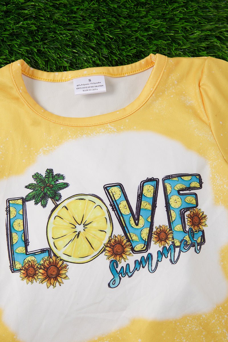 "Love Summer" Bleached yellow tee shirt