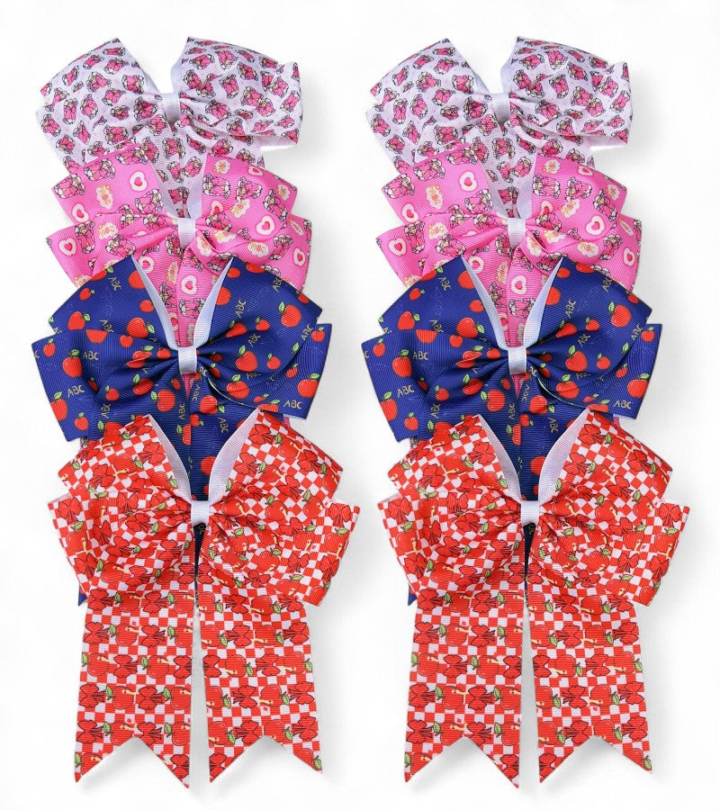 6.25" X 7.5" Back to school hair bows.