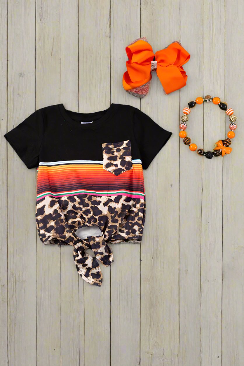 Knot top with serape and cheetah print