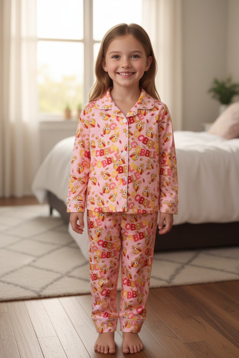 Gobble Gobble! Thanksgiving girls pajamas.
