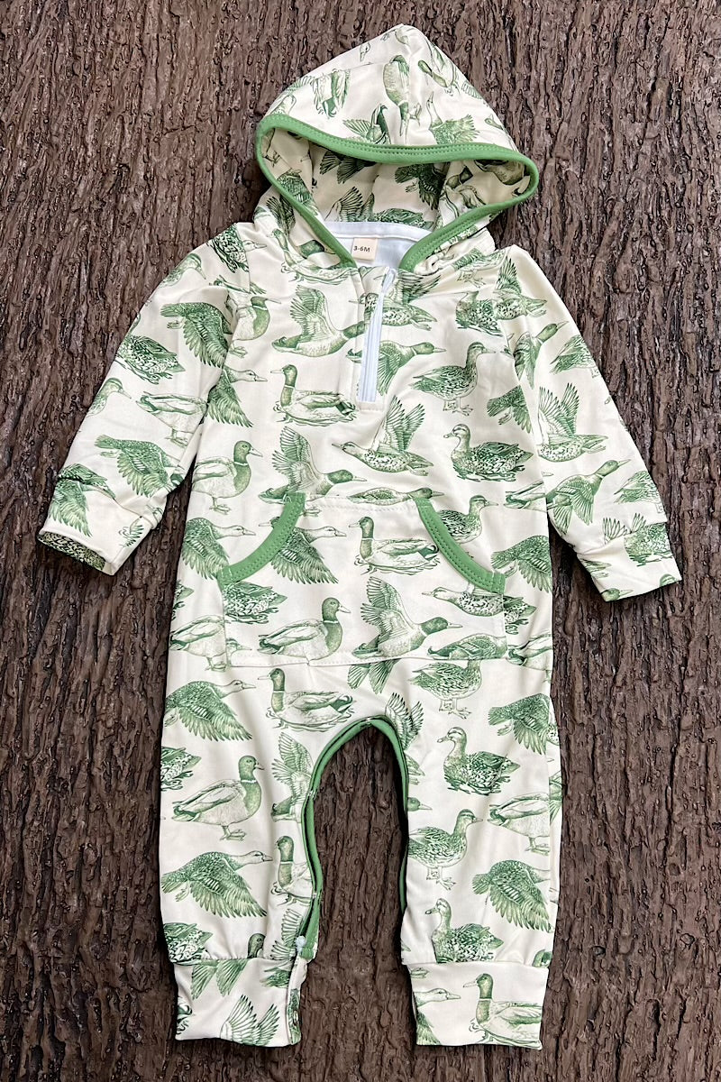 DUCK PRINTED BABY ROMPER WITH HOODIE. LR0425-14-A
