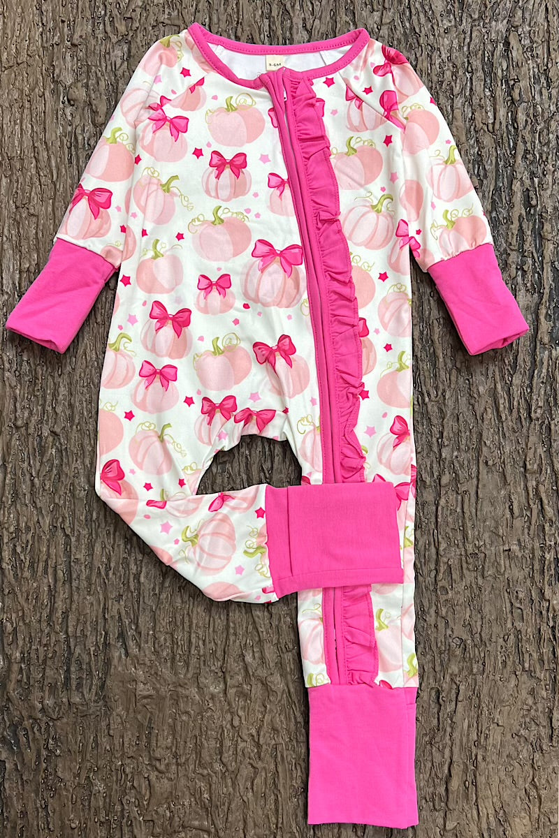 PUMPKIN PRINTED GIRLS BABY ROMPER. LR0505-23-A