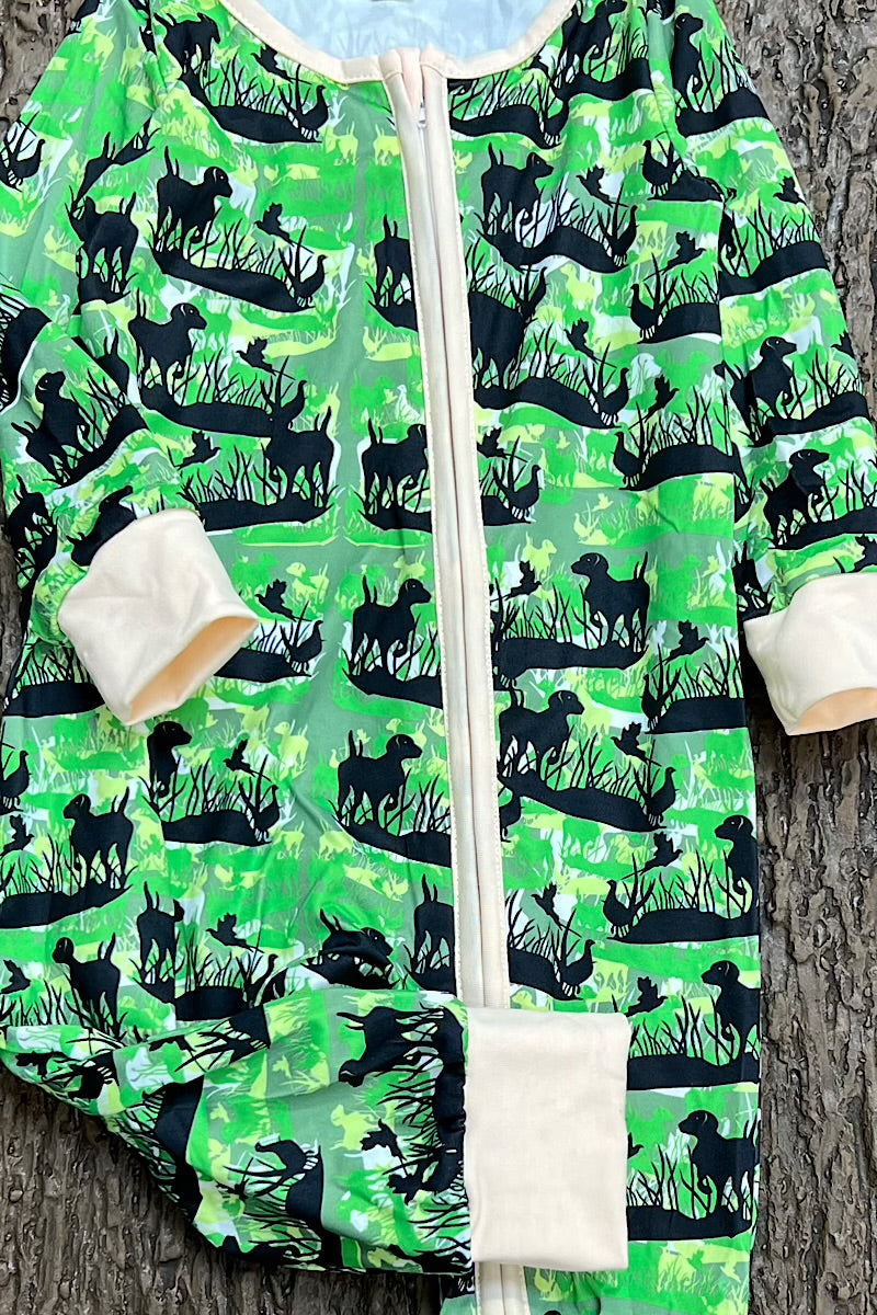HUNTER BABY! GREEN & BLACK MULTI-PRINTED BABY ROMPER. LR0505 S
