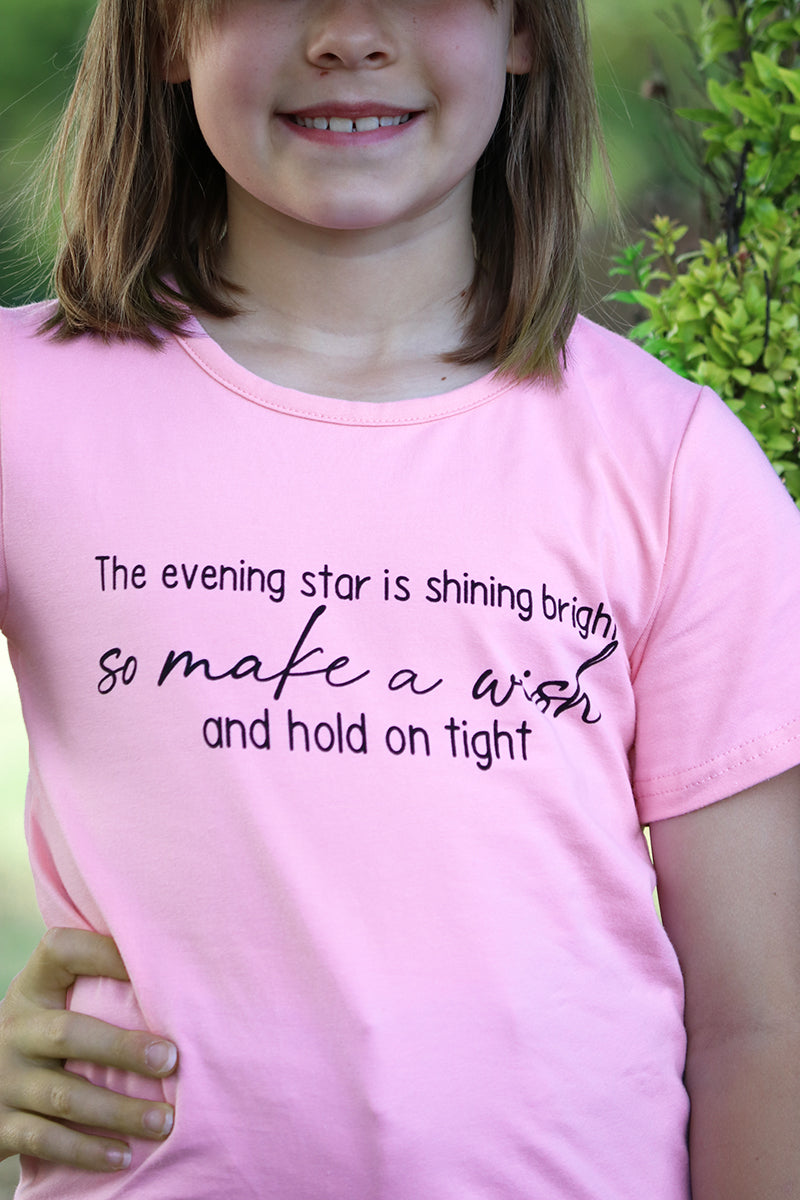"Make a wish" Pink graphic tee shirt