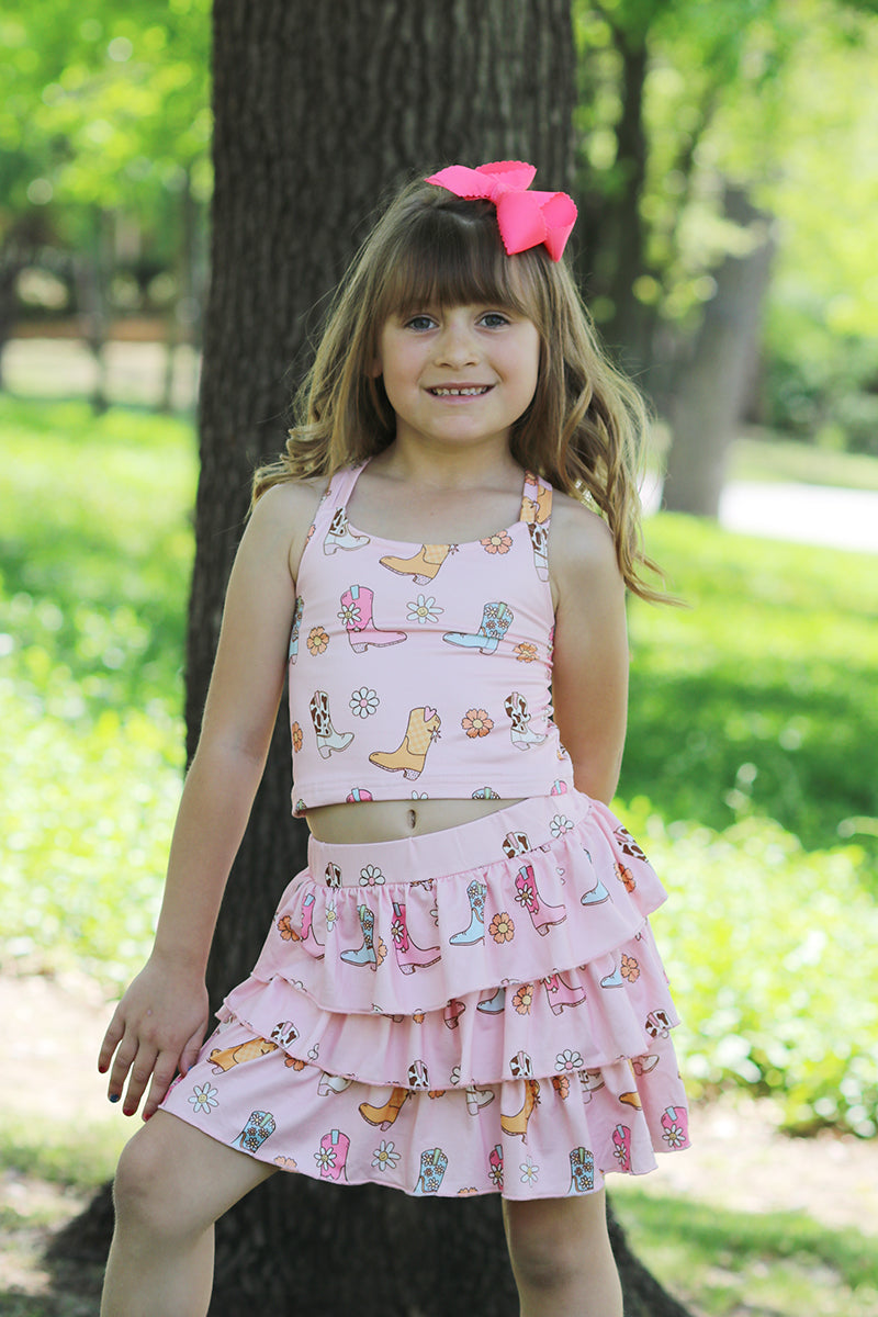 3 layer western skirt/underneath shorts & crop tank top. OFG50887