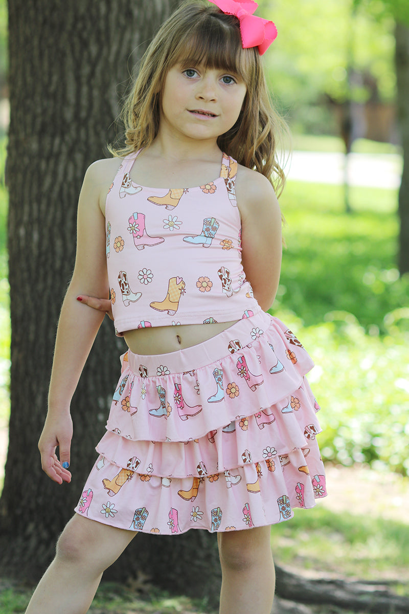 3 layer western skirt/underneath shorts & crop tank top. OFG50887