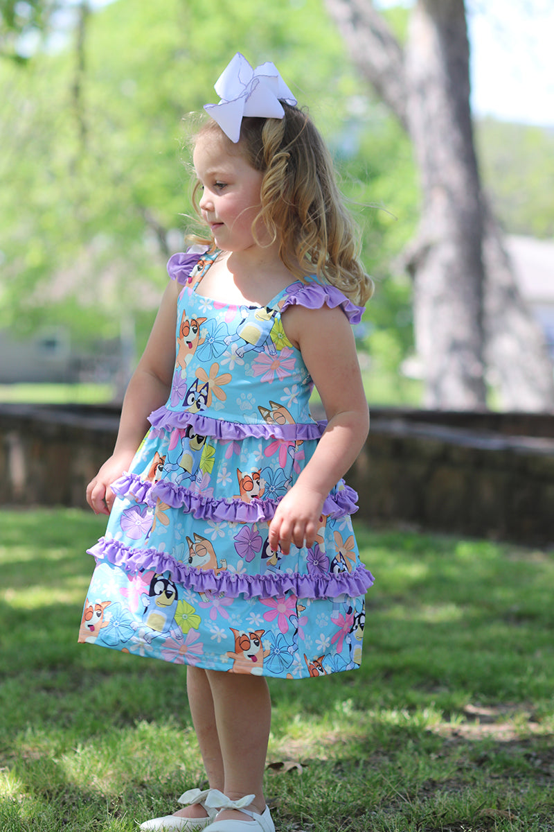 Turquoise Blu*y tiered dress. DRG51526