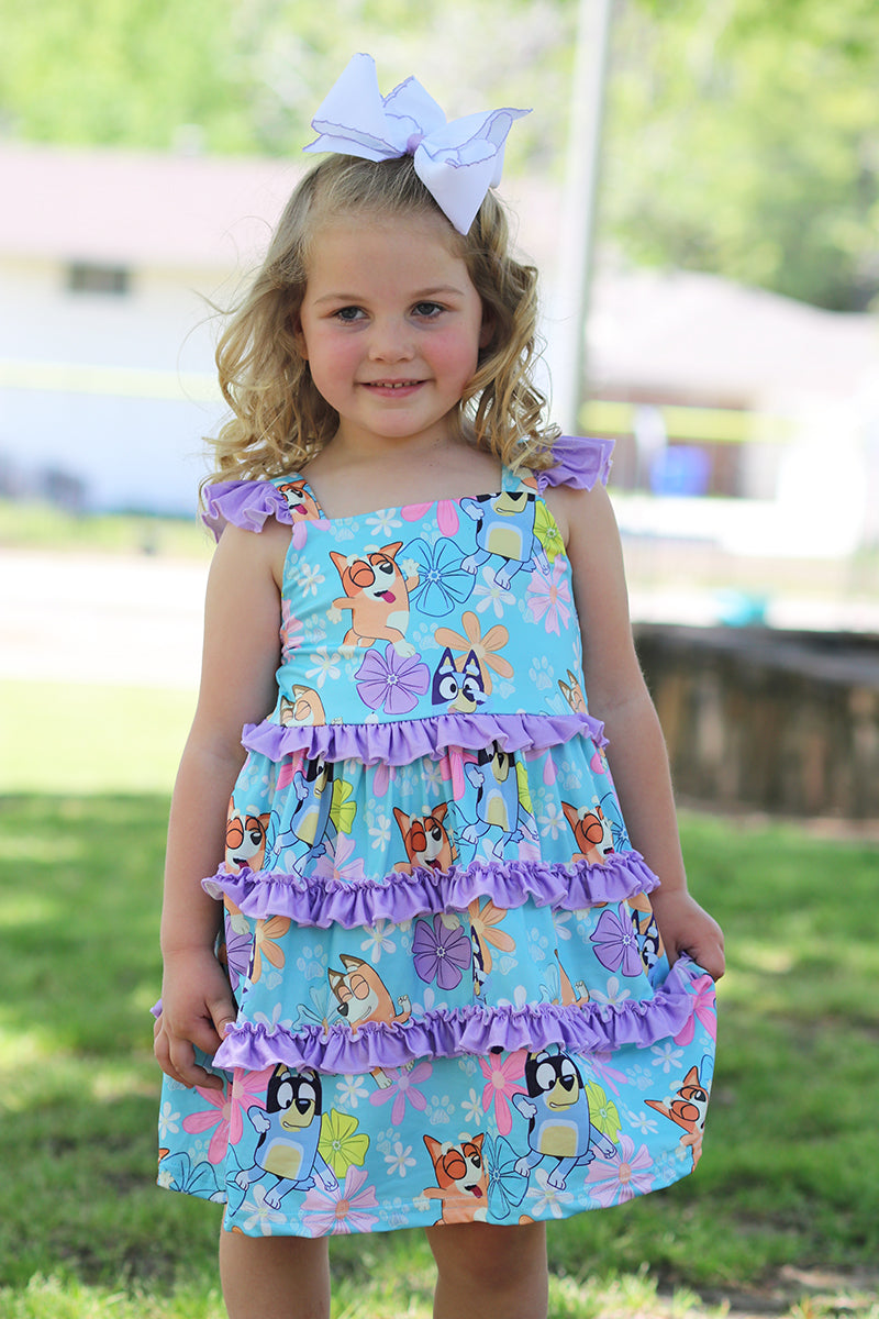 Turquoise Blu*y tiered dress. DRG51526