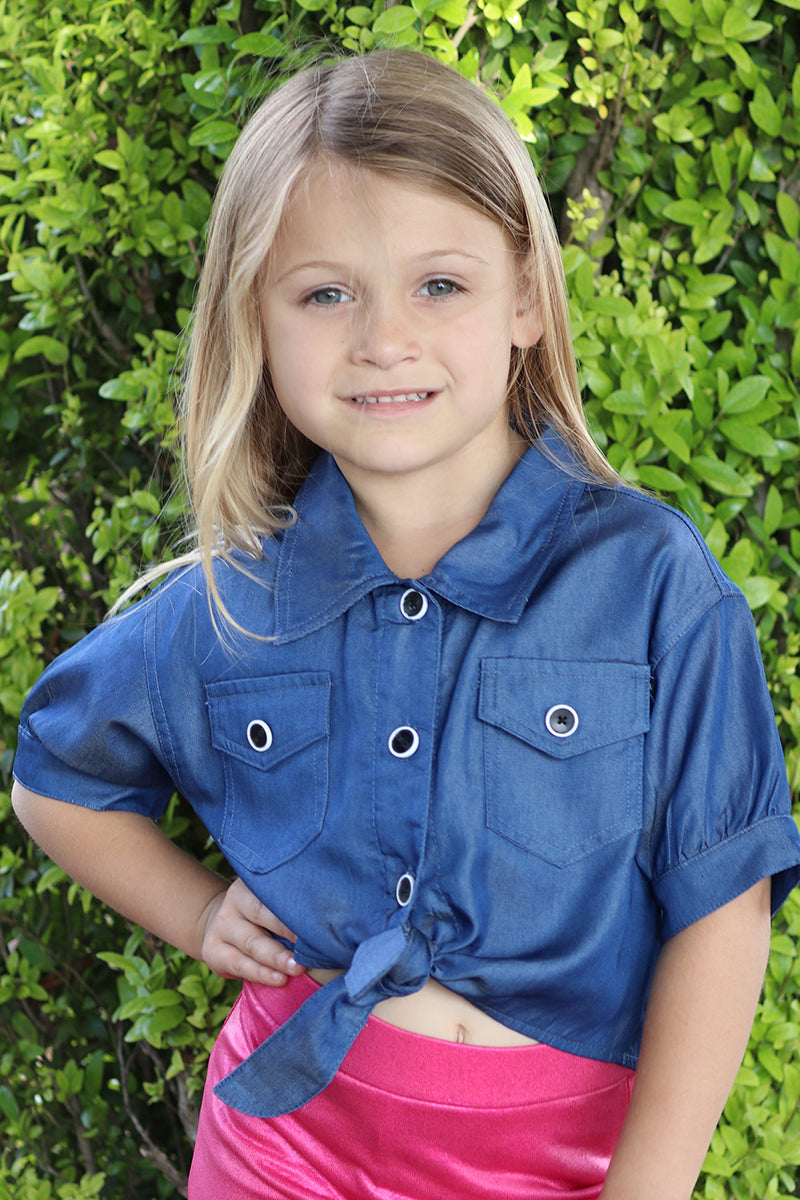 Denim top with a knot