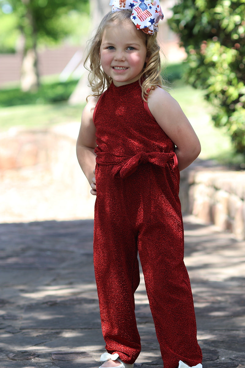 Shimmery, sparkly jumpsuit with belt.-