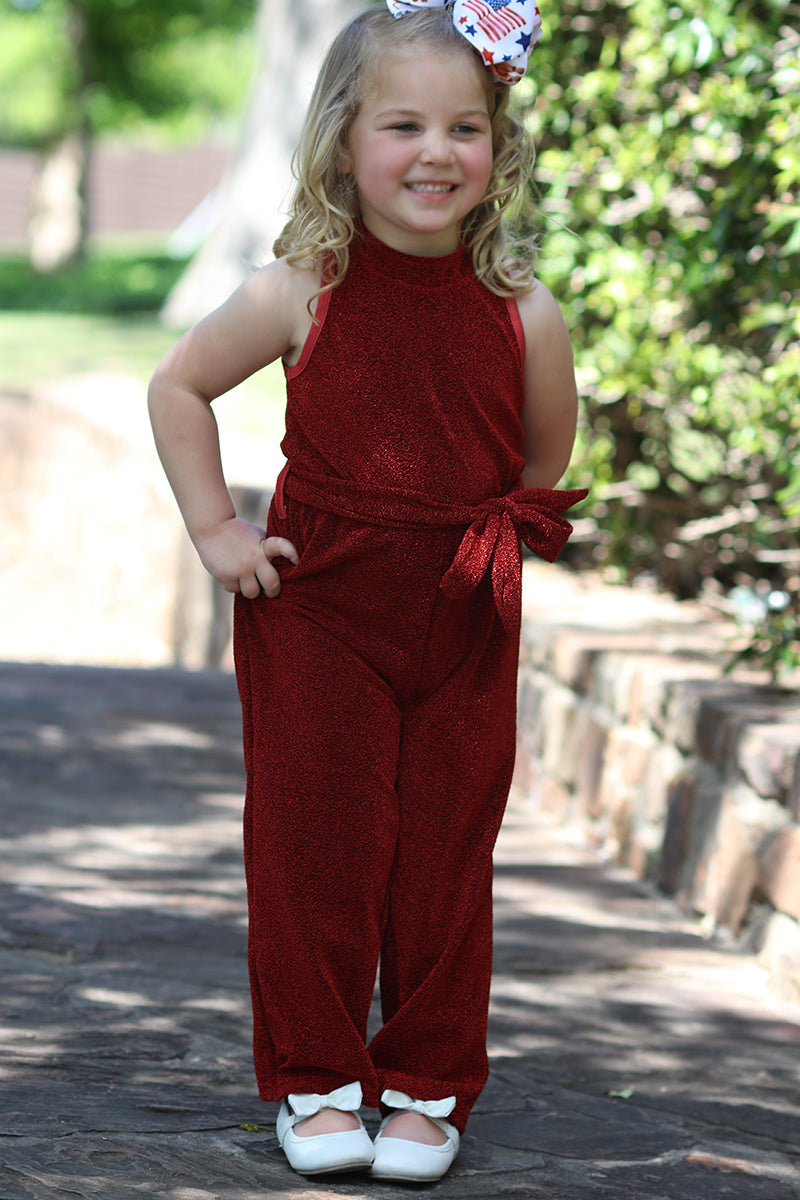 Shimmery, sparkly jumpsuit with belt.-