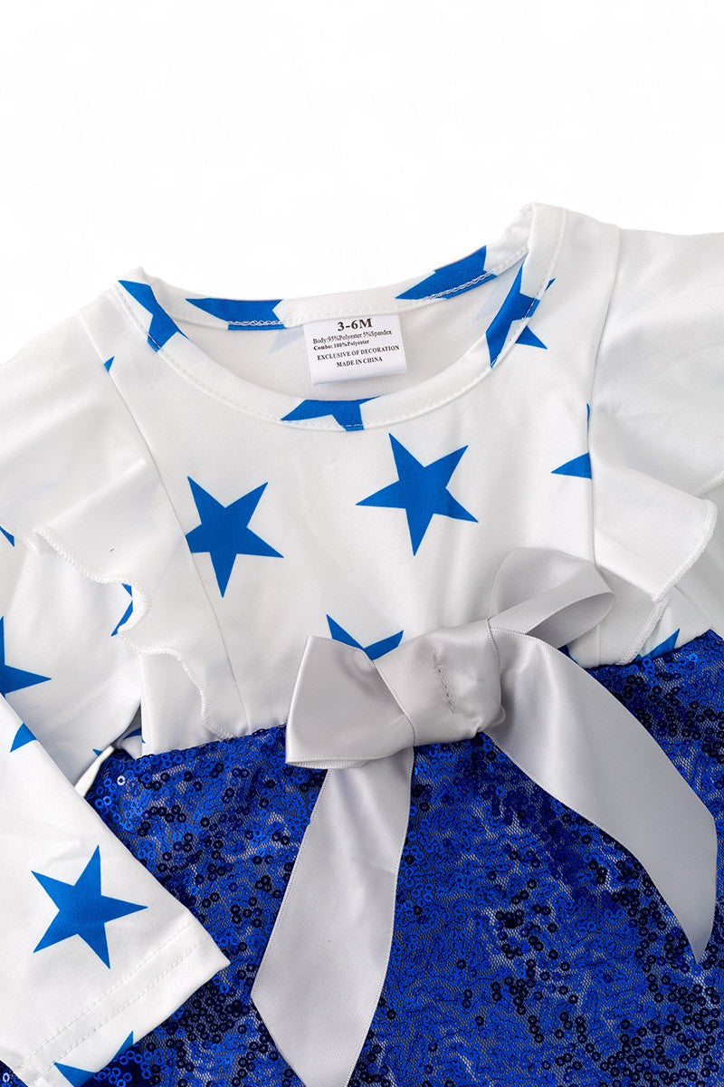 Star Printed Sequin skirt Baby Onesie w/ Snaps