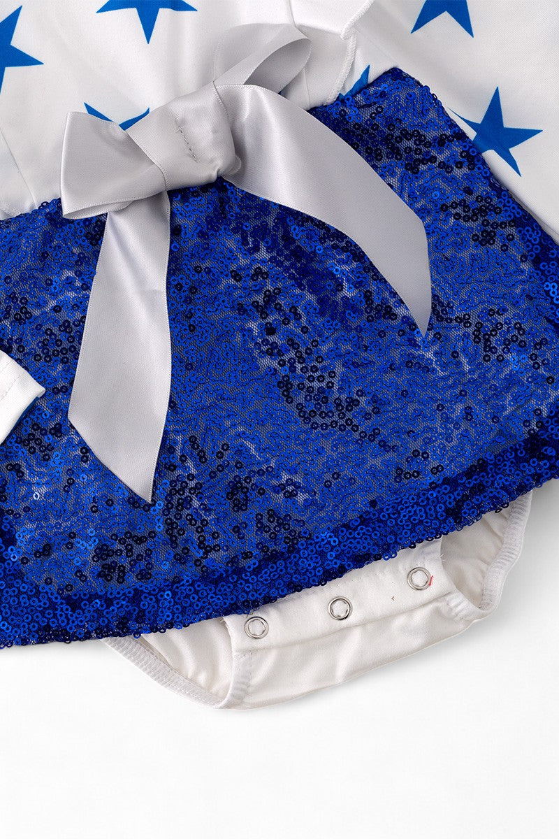 Star Printed Sequin skirt Baby Onesie w/ Snaps