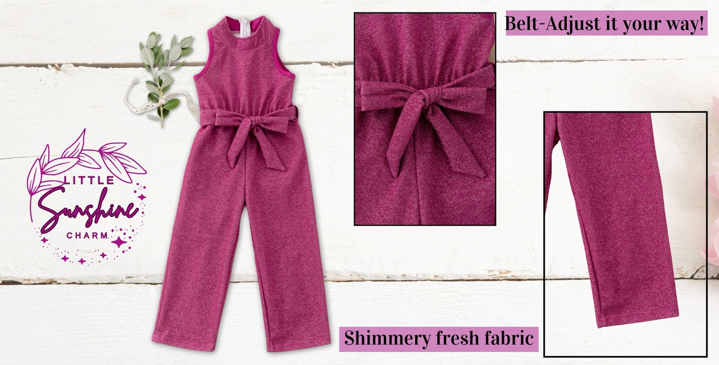 Shimmery jumpsuit perfect for occasion. -