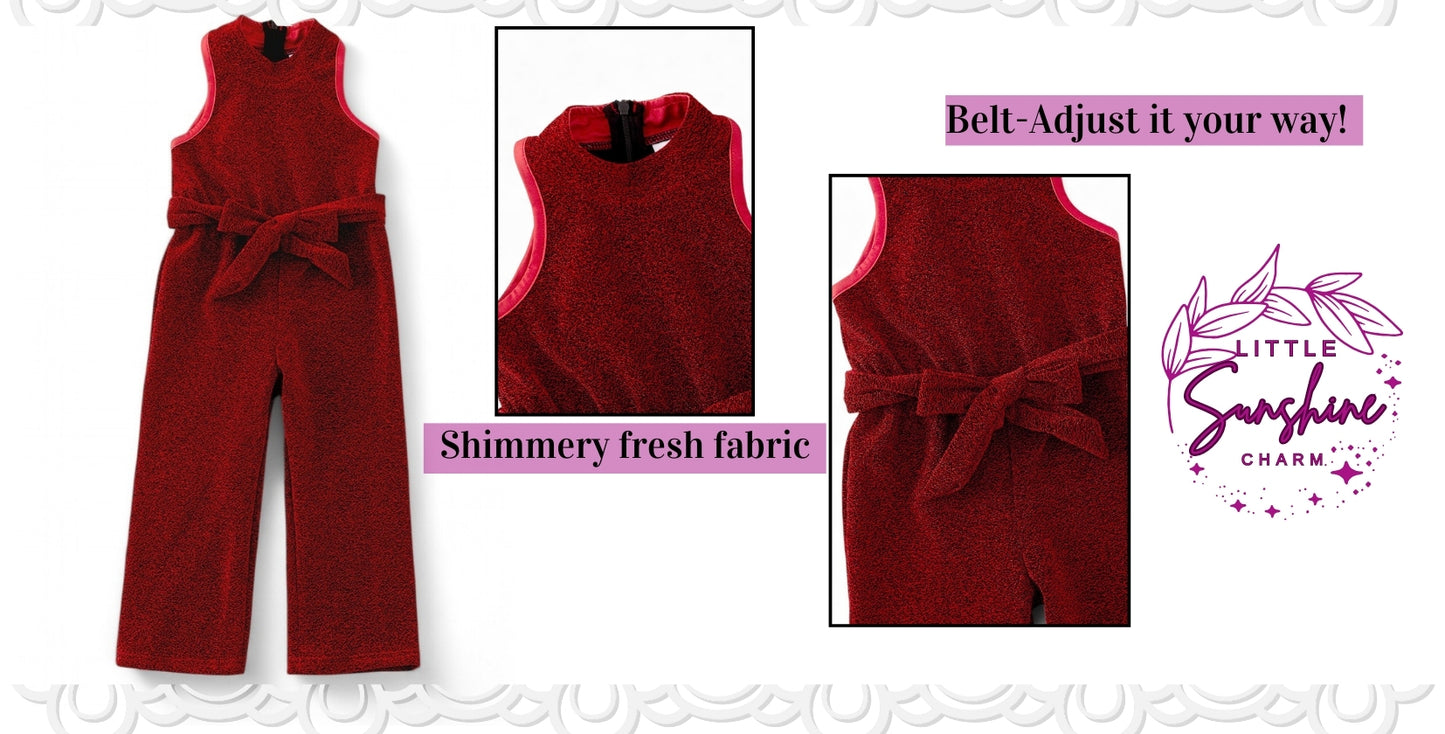 Shimmery, sparkly jumpsuit with belt.-