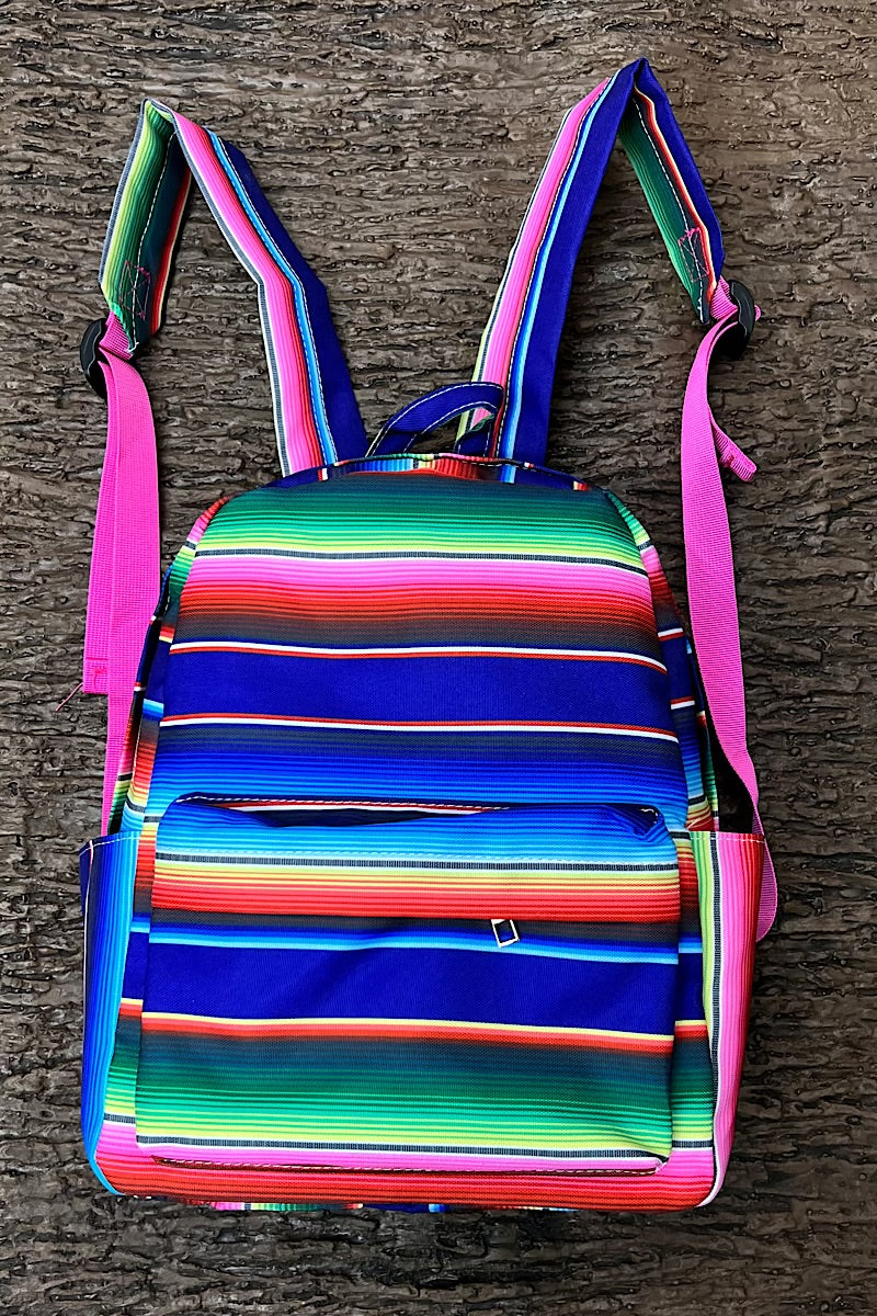 ROYAL BLUE/GREEN SERAPE PRINTED MEDIUM SIZE BACKPACK. BP-2023-C