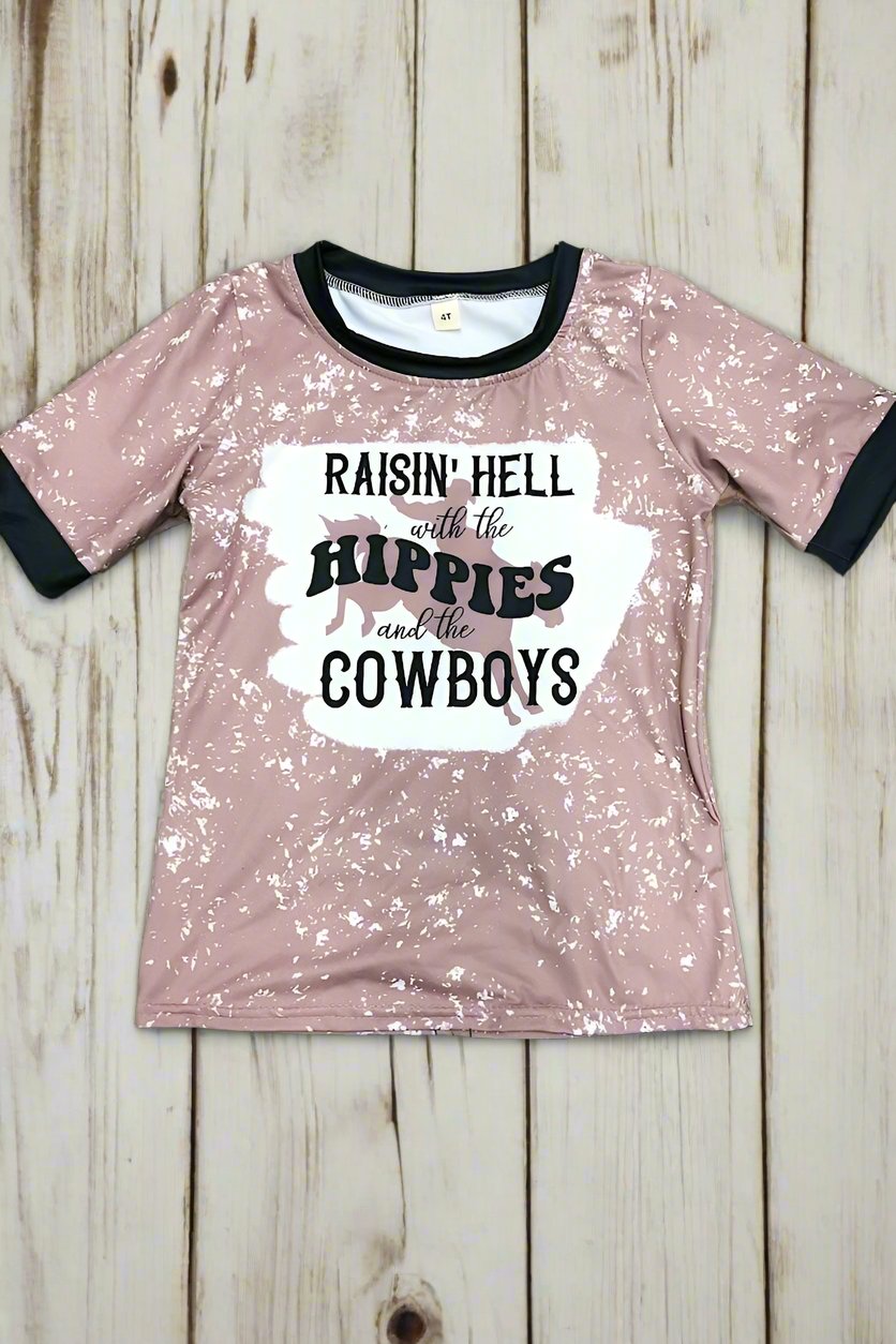 "Raisin' Hell with the Hippies and the Cowboys" tee shirt