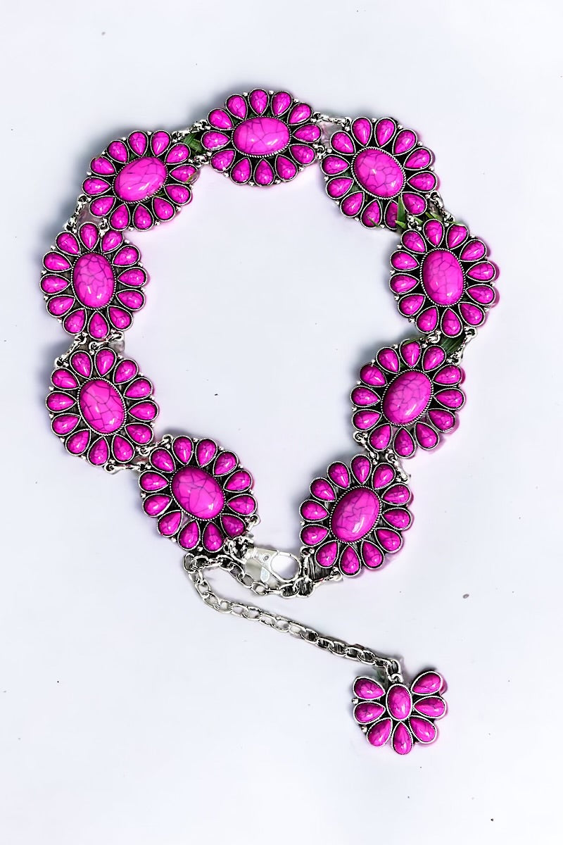 Magenta marble pattern concho belt . (32"LONG) ACG65153018 S