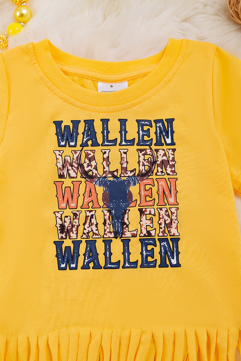 Yellow Wallen fringe graphic tee