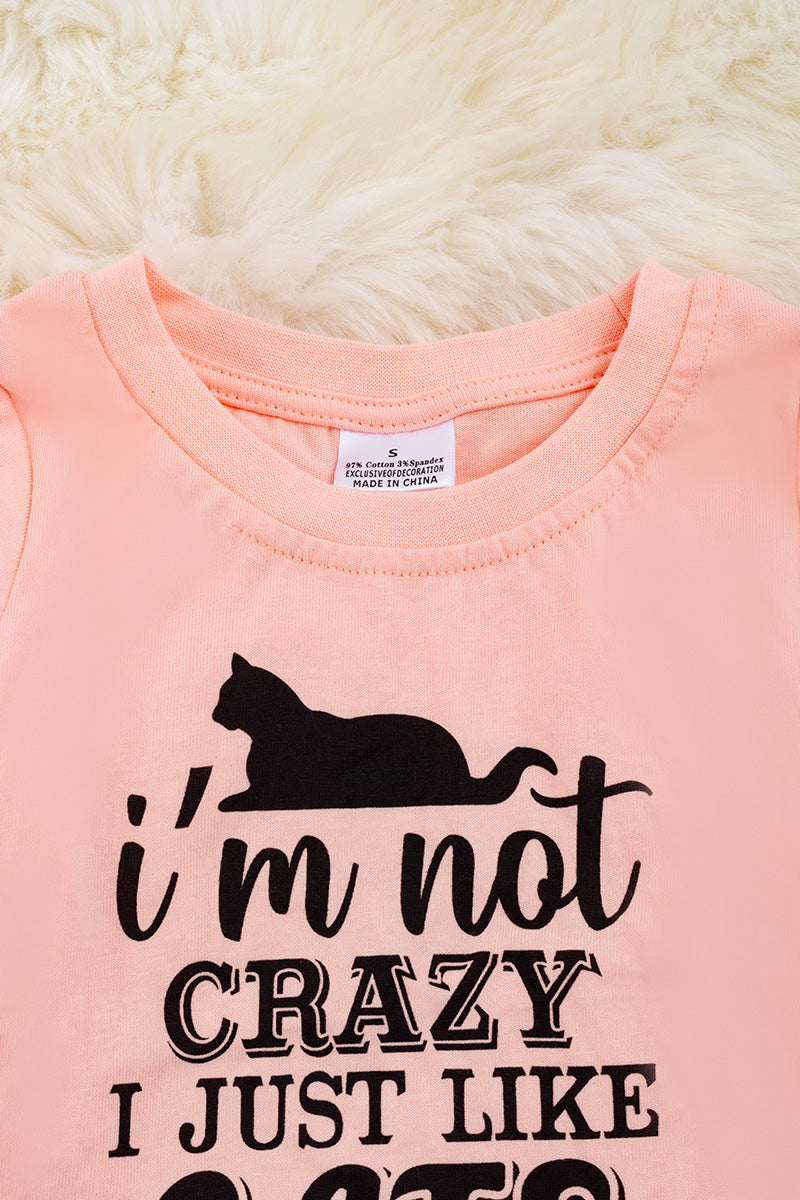 Pink "I'm not crazy I just like cats" tee shirt