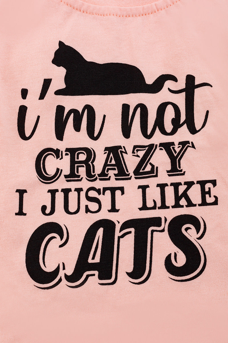 Pink "I'm not crazy I just like cats" tee shirt