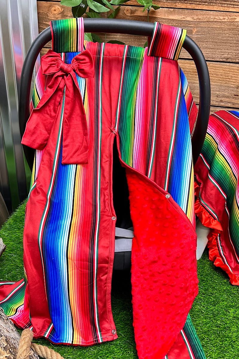 SERAPE PRINTED PRINTED CAR SEAT COVER WITH RED MINKY FABRIC. ZYTG651522012