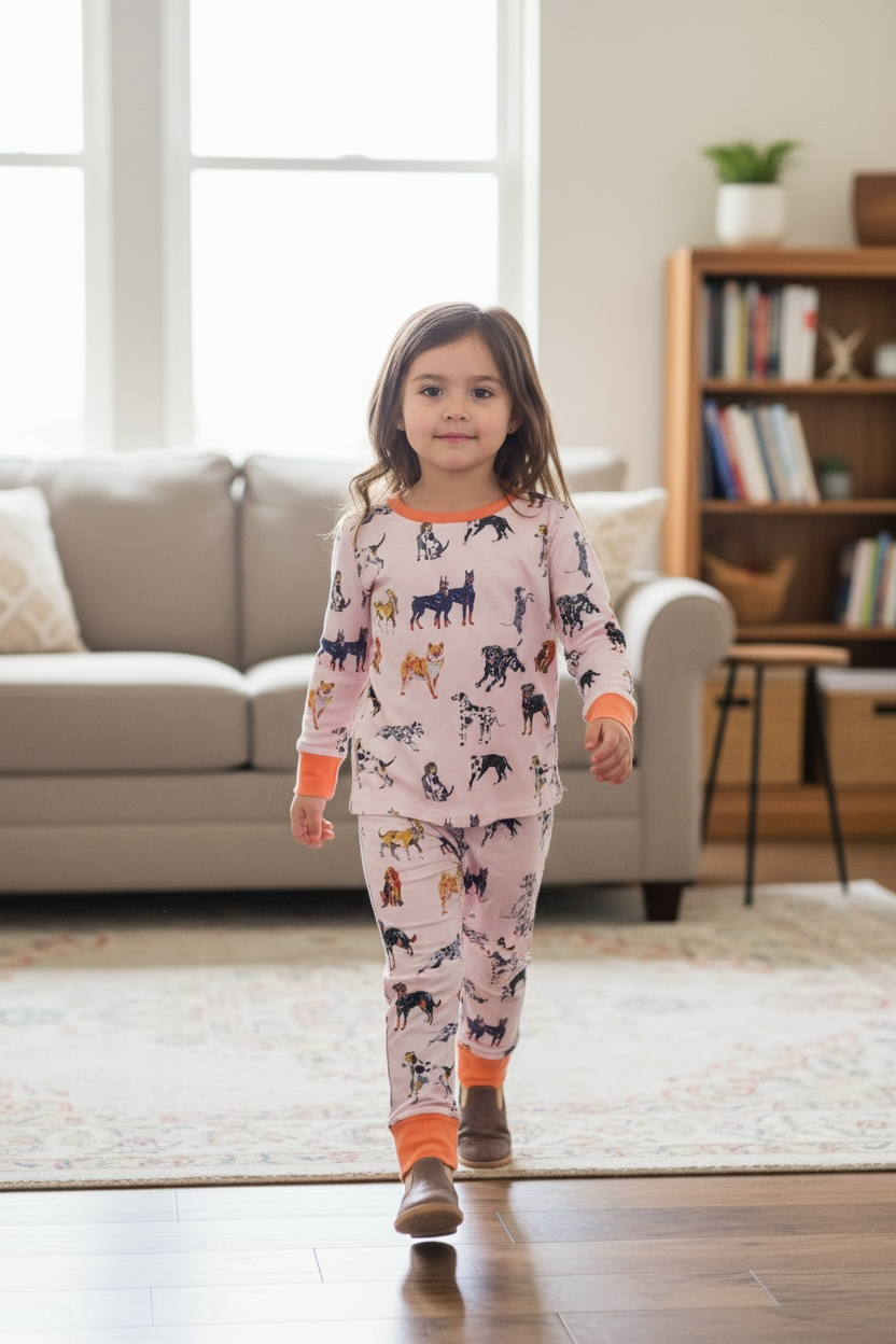Multi-printed dog pajamas.