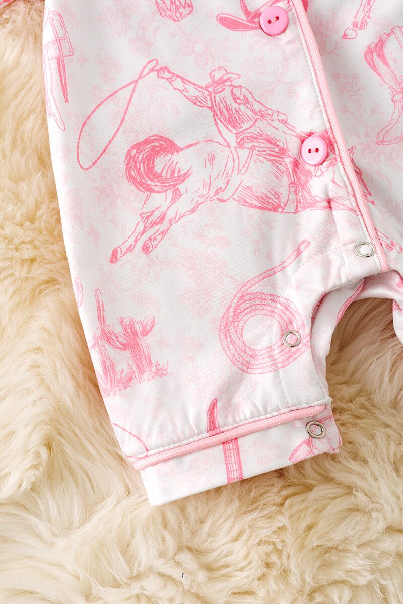Cow skull, horse rider western printed baby pajamas. RPG50982