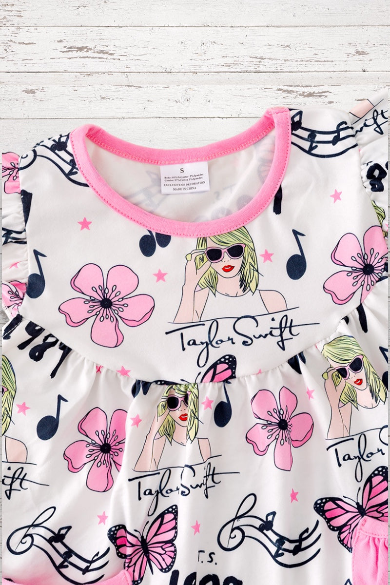 WHITE SWIFTIE TUNIC WITH MATCHING SHORTS.
