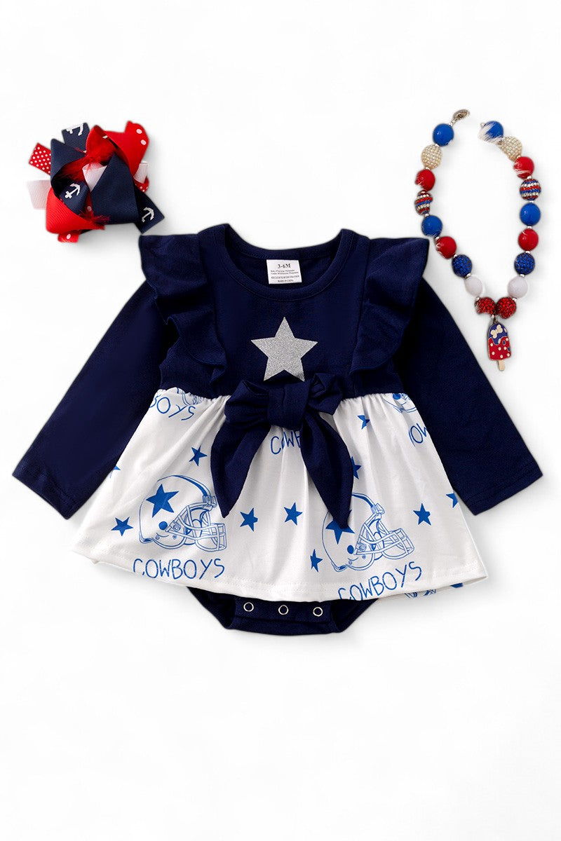 Game day! D-Cowboys shimmery star onesie.