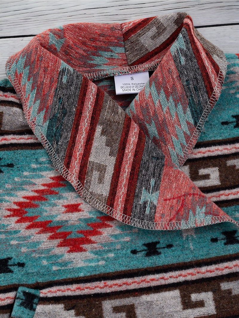 TEAL AZTEC PRINTED CARDIGAN FOR GIRLS . TPG65153115