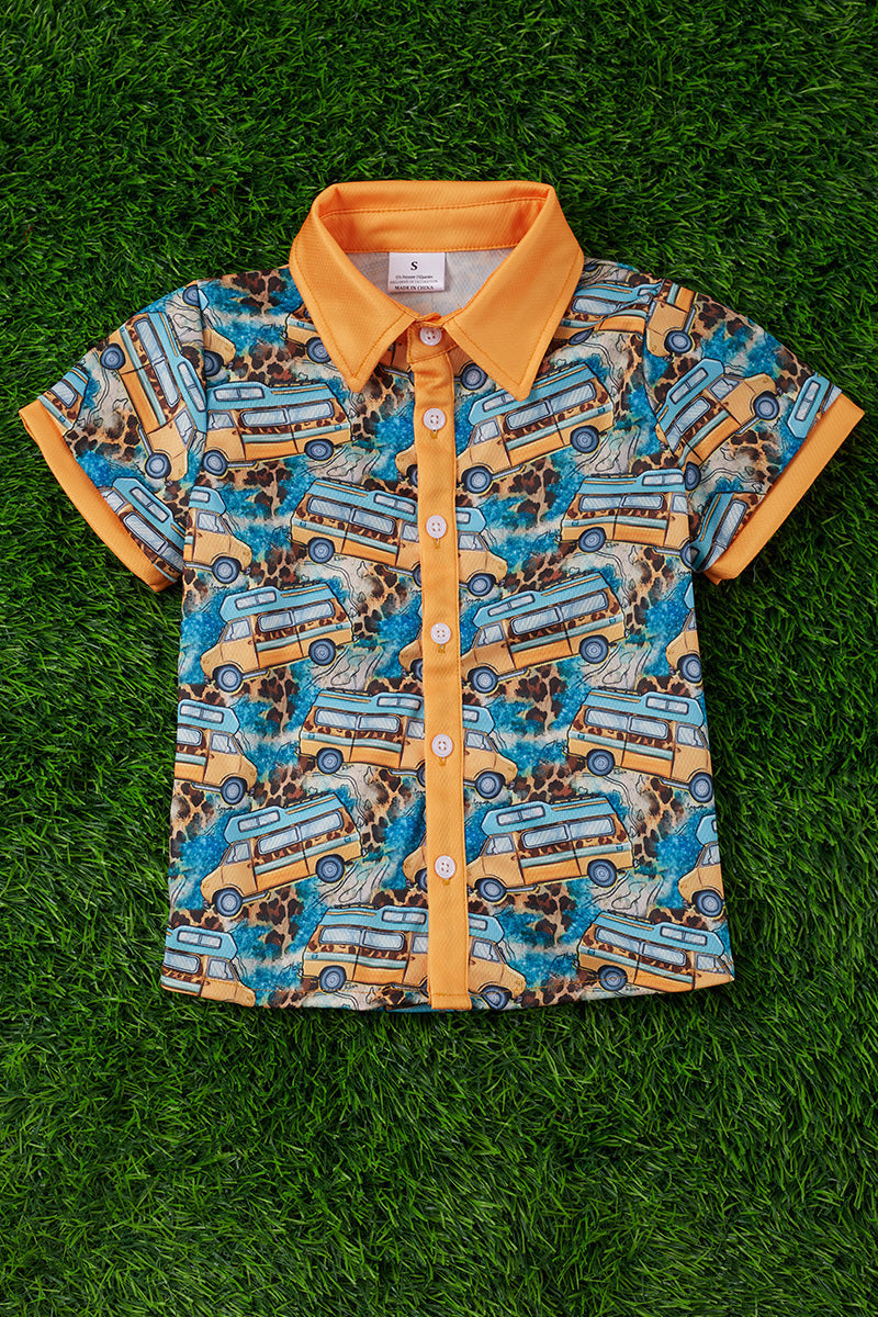 school bus printed button up shirt.TPB25153032 -A-