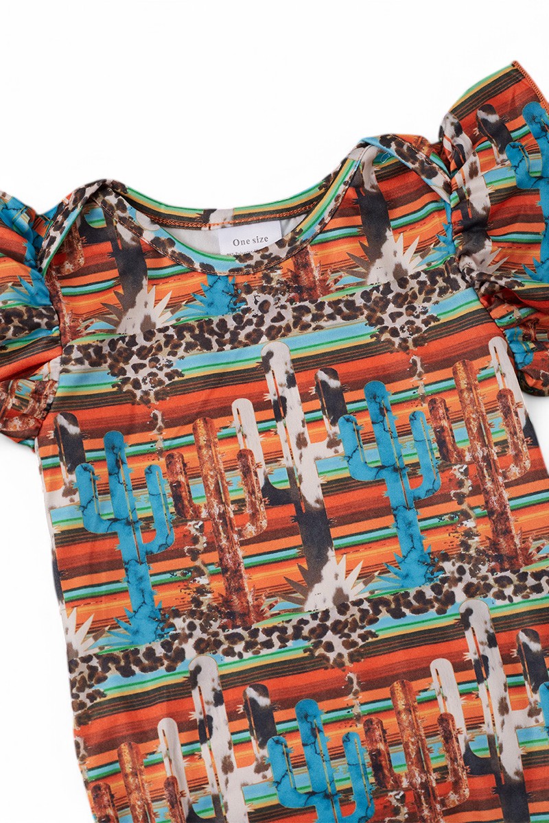 Cute Western printed girls baby gown.