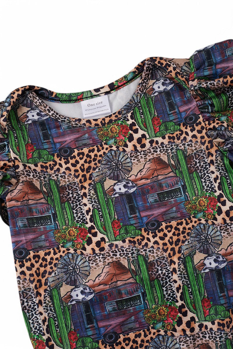 Cute Western printed girls baby gown.