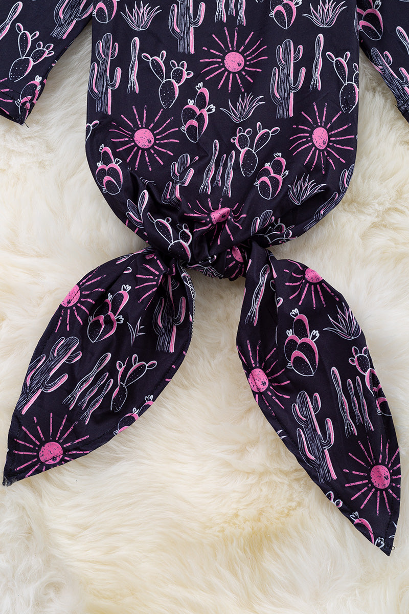 Fuchsia dessert cactus printed infant gown. PJG65153014 ONE SIZE