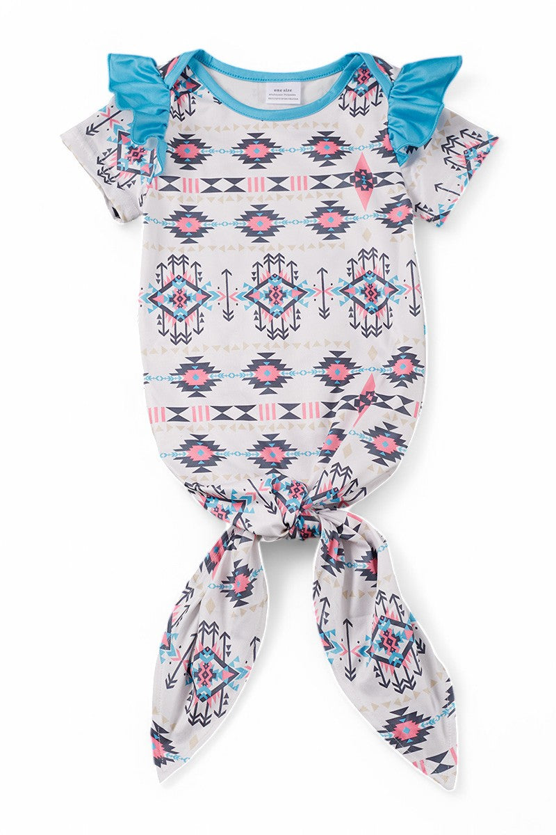 Western printed girls baby gown.