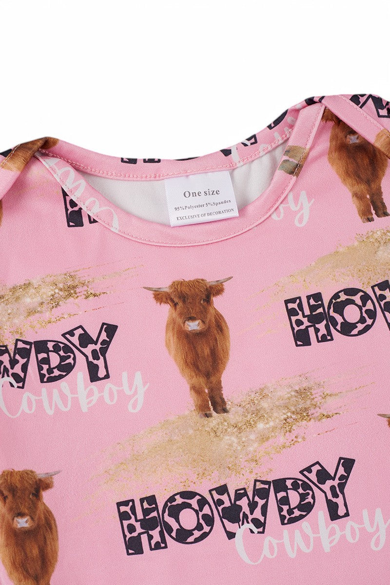 Western printed girls baby gown.