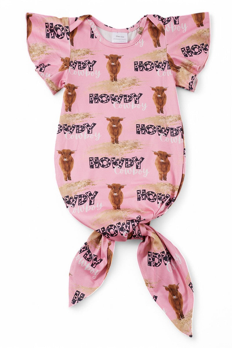 Western printed girls baby gown.