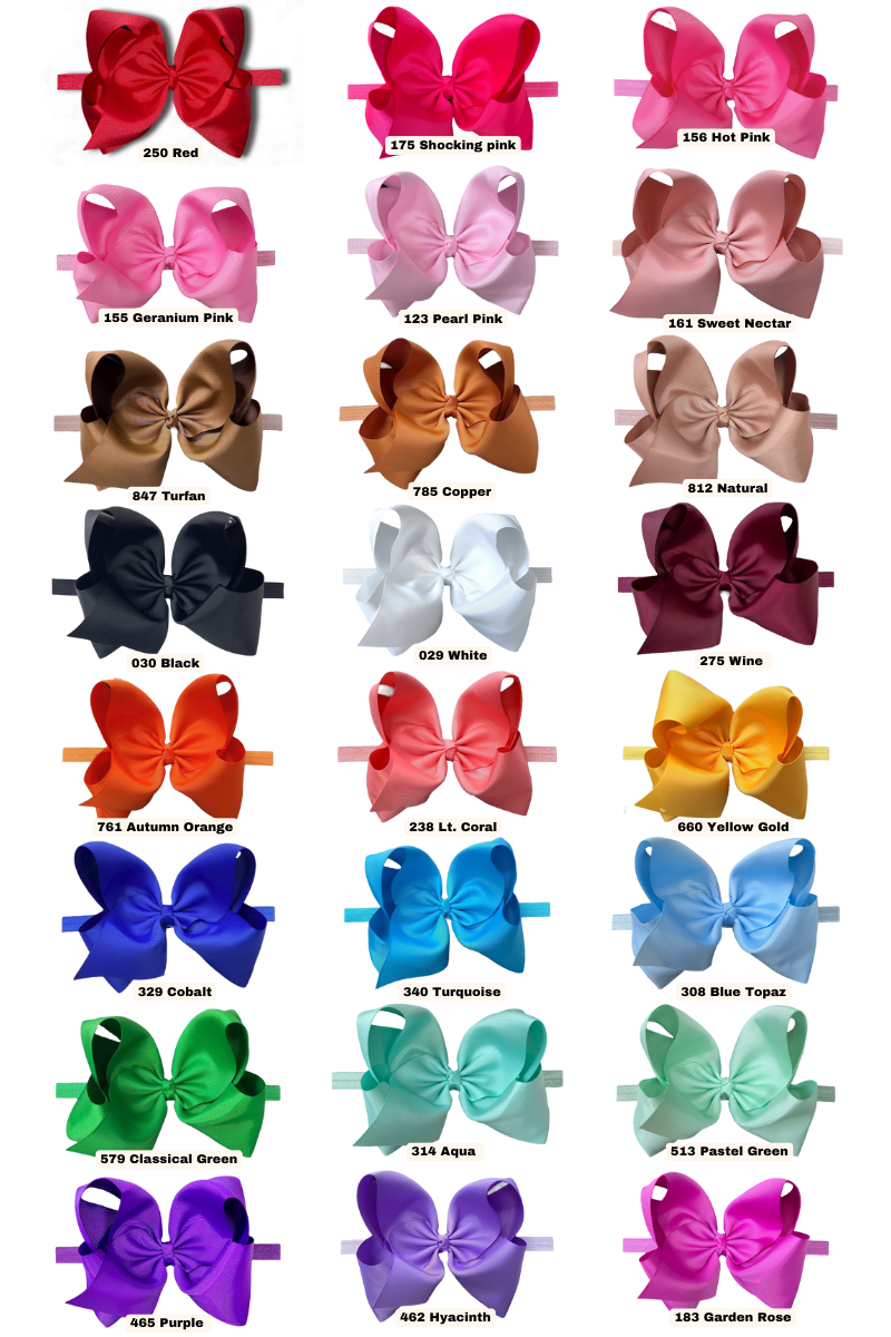 6"Baby headbands available in 10 colors.