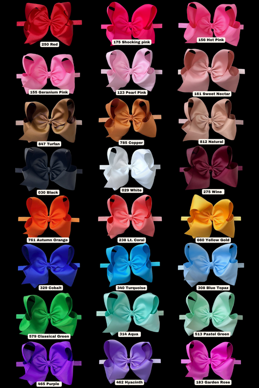 6"Baby headbands available in 10 colors.