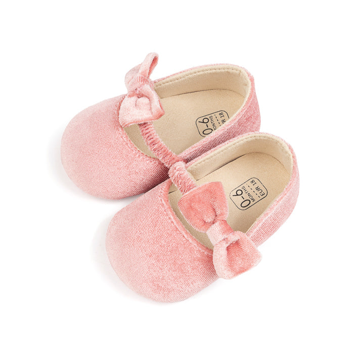 Pink side bow Cute Velvety baby shoes. CG5358