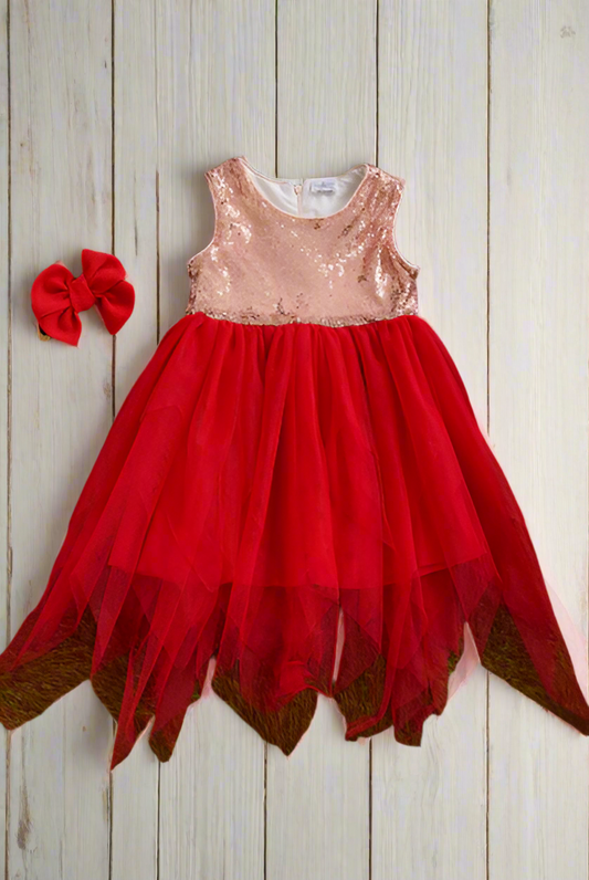 Sequin w/ Red Tulle Dress