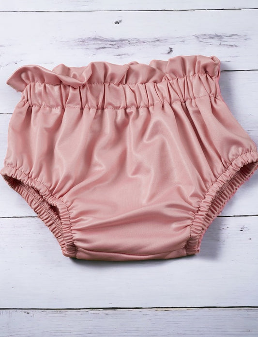 BLUSH PINK RUFFLE HEM BABY BLOOMERS. PNG25153122