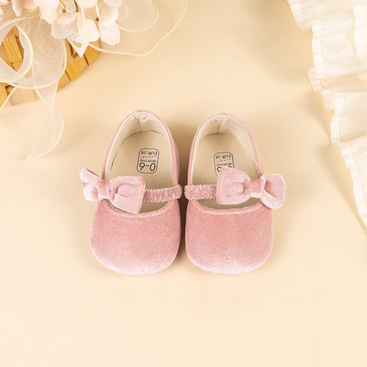 Pink side bow Cute Velvety baby shoes. CG5358