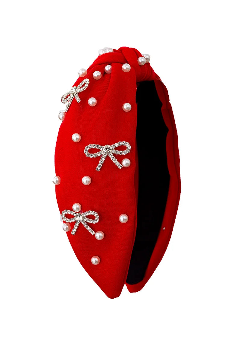 Girls Coquette bow & pearl headband.